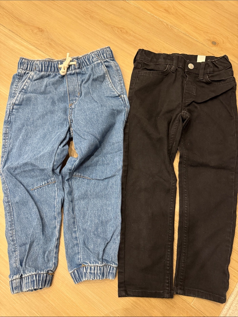 H&M Light Blue Denim Joggers + Black Slim Jeans Two-Pack